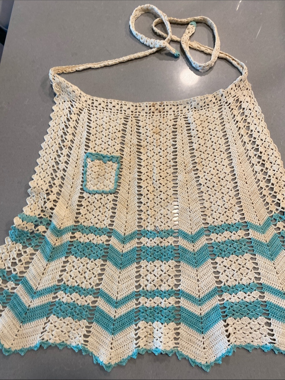 Vintage 1940’s Handmade Crochet Kitchen Apron Skirt